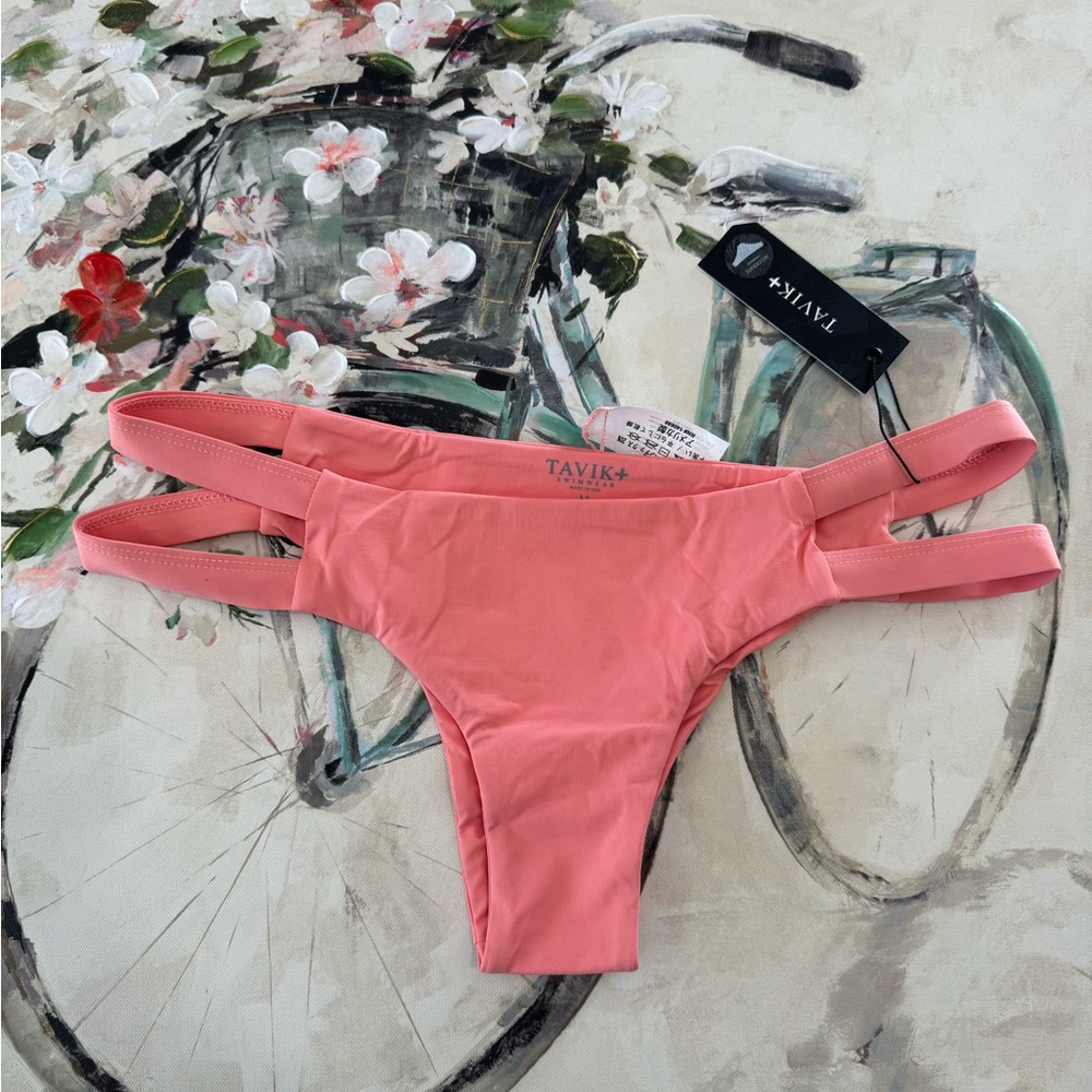 🍒🤍 TAVIK Chloe moderate swim bottom coral 🌸